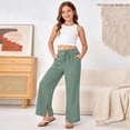 thumbnail image 6 of LIIPEE Summer Pants For Girls Casual Lightweight Drawstring Waist Baggy Wide Leg Solid Color Trousers Kids Breathable Comfortable Cute Daily Pants,14-15 Years, 6 of 6