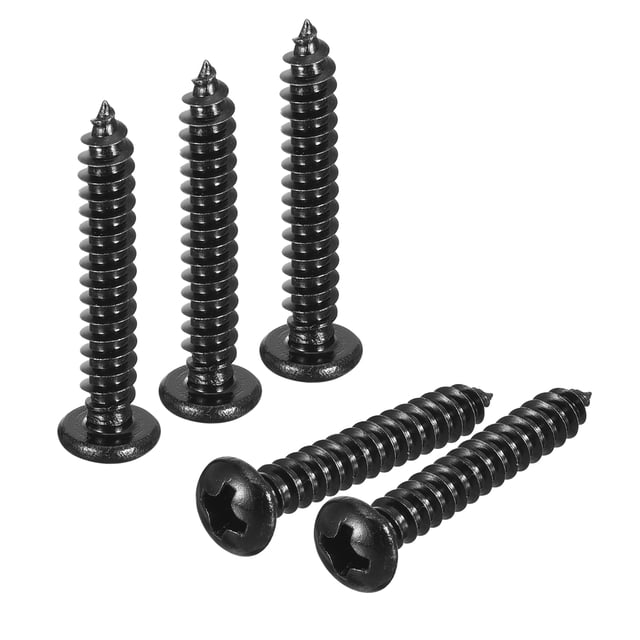 #8 x 1" Tornillo autorroscante de cabeza plana Phillips, 100 piezas - Tornillo de cabeza redonda de acero inoxidable 304 (Negro)
