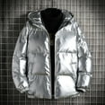 thumbnail image 2 of Fesfesfes Shiny Puffer Jacket for Men Causal Hooded Coat Reflective Down Jacket Winter Jacket, 2 of 9