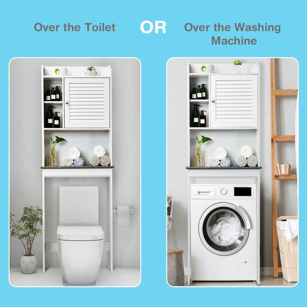 Finihen Toilet Storage Cabinet, Bathroom Cabinet Organizer, 3-Tier Bathroom Over-the-toilet Storage Cabinet with Adjustable Shelves, for Bathroom, White