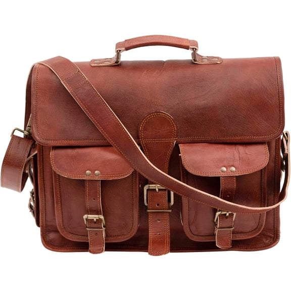 Handmade Leather Messenger Laptop Computer Satchel Distressed Bag (13" X 18") Stylish Backpack and Briefcase Bag for Men