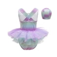 thumbnail image 4 of Kids Swim Suit Purple Girls 1 Piece Swimsuit Sleeveless Quick Dry Gymnastics Cute Swimwear 5-6 Years, 4 of 4