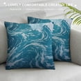 thumbnail image 3 of Shangniulu  Square Throw Pillow Cover, Ocean Beach Theme Sea Waves Soft Short Plush Cushion Covers 18" x 18", Pillowcases Sofa Couch Home Decoration, 3 of 5