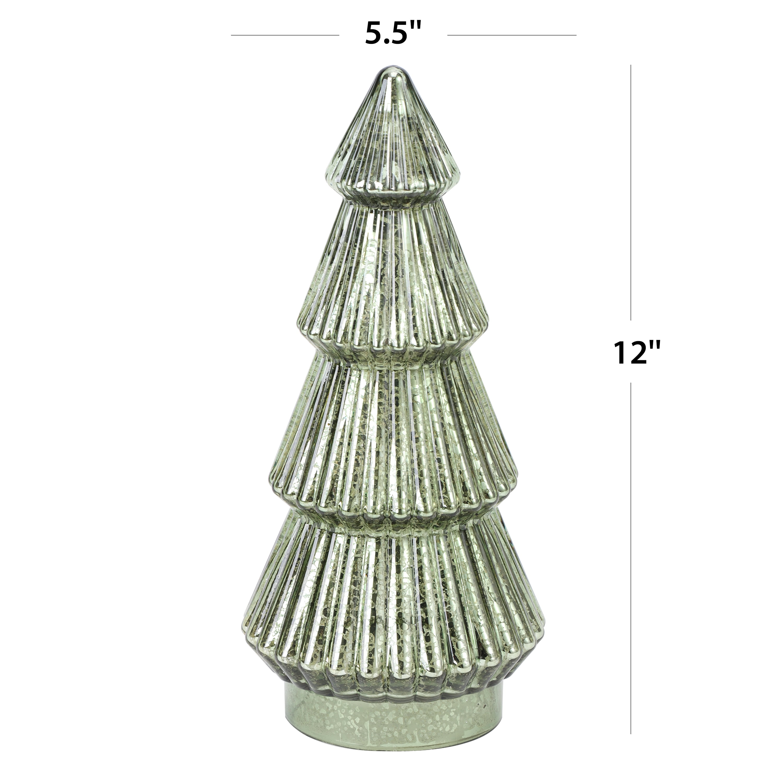 Better Homes & Gardens 12‘’  Decorative Tabletop Christmas Tree in Mercury Ribbed Green Glass, Large