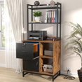thumbnail image 3 of Aheaplus Vertical Filing Cabinet with Lock, Charging Station, Large Drawer, Bookshelf & Printer Stand with Open Storage Shelf, Fits Letter Size for Home Office,Rustic Brown, 3 of 5