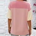thumbnail image 2 of Annhoo Women's Half Sleeve Tops Fashion Color Block Crewneck Casual T-Shirts Cute Side Slit Knitted Tunics, 2 of 3
