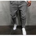 thumbnail image 2 of Pantalones casuales de lino para hombre, color sólido, ajustados, cintura baja, elásticos, ligeros, elásticos, con cordón, para verano, playa, yoga 036- gris M 036- gris M Xishao ropa, 2 of 2