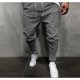 thumbnail image 2 of Pantalones casuales de lino para hombre, color sólido, ajustados, cintura baja, elásticos, ligeros, elásticos, con cordón, para verano, playa, yoga 036- gris XL 036- gris XL Xishao ropa, 2 of 2