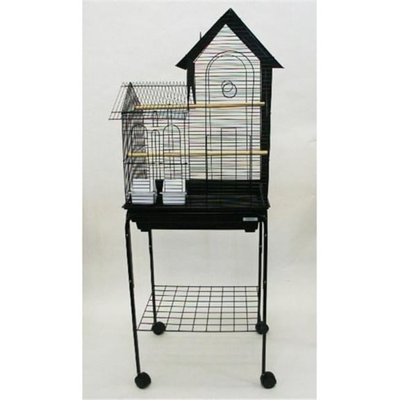 1944-4924BLK Villa Top Small Bird Cage with Stand in Black