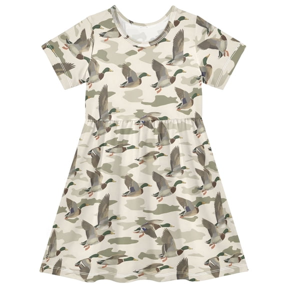 joogoo Wild Duck Girls' Short Sleeve Dress Kids Dresses 5-6T