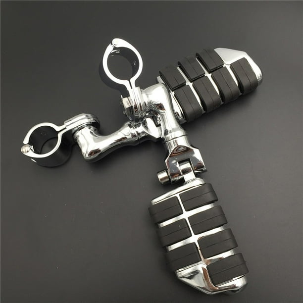 HTTMOTOR Chrome Short Angled Adjustable Dually PClamps Large Footpeg Footrest For Harley