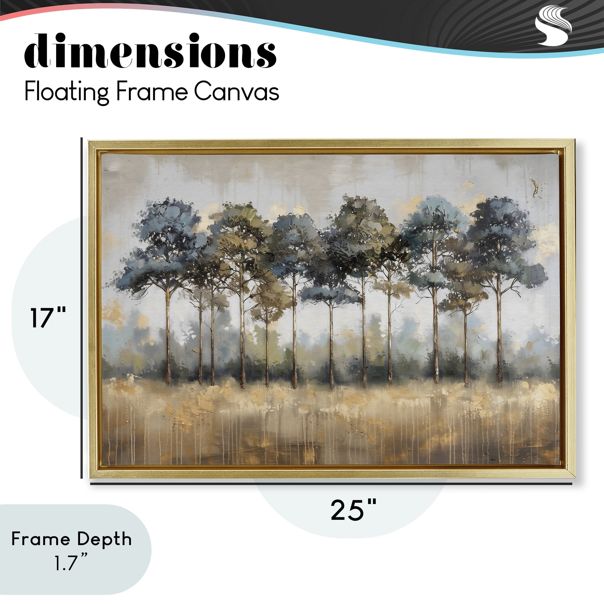 Stupell Industries Green & Blue Forest Grove Gold Framed Floater Canvas Wall Art, design by Creative Studio