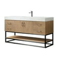 thumbnail image 2 of Vinnova Alistair 60" White Stone Top Oak Single Vanity Black Frame w/o Mirror, 2 of 16