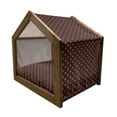 thumbnail image 2 of Fleur De Lis Pet House, French Pattern European Culture Theme Abstract Vintage Renaissance, Outdoor & Indoor Portable Dog Kennel with Pillow and Cover, 5 Sizes, Burgundy Earth Yellow, by Ambesonne, 2 of 5