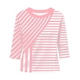 thumbnail image 3 of cocolona Womens Casual Striped Tops Crew Neck 3/4 Sleeve Pullover Shirts Outfits Basic Tees, 3 of 7