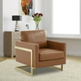 thumbnail image 2 of LeisureMod Lincoln Modern Upholstered Leather Accent Armchair with Gold Frame, 2 of 7