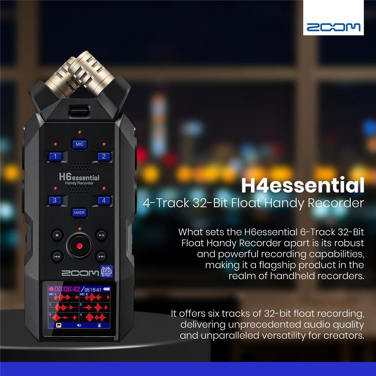Zoom H6essential 6-Track 32-Bit Float Handy Recorder, Bundle with