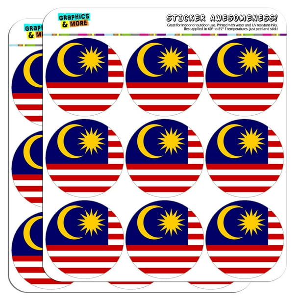 Malaysia National Country Flag 2" Scrapbooking Crafting Stickers
