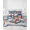 thumbnail image 2 of Full Size Quilt Bedding Set, Blue Snowman Christmas Reversible Summer Quilt 3 Pieces, Xmas Tree Snowflake Winter Birds Lightweight Bedspreads Coverlets with 2 Pillow Shams for All Seasons, 2 of 5