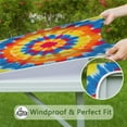 thumbnail image 6 of Colorful Tie Dye Mandala Square Fitted Tablecloth with Elastic Edge,Square Table Cover,Washable Elastic Table Cover for Home Kitchen Party Decor 34"x34", 6 of 6