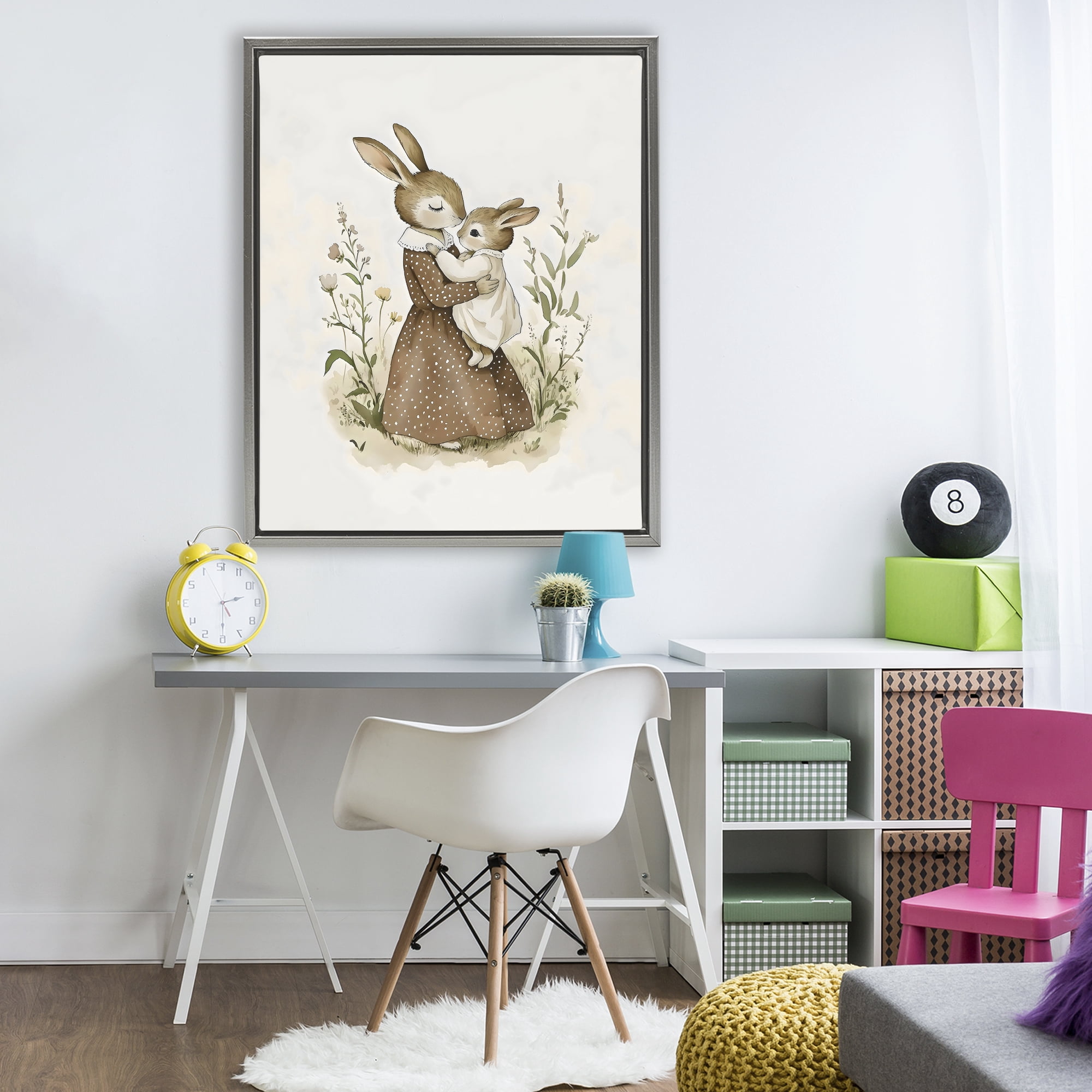 Stupell Industries A Mother's Love Rabbits Gray Framed Floater Canvas Wall Art, design by Arlington Prints