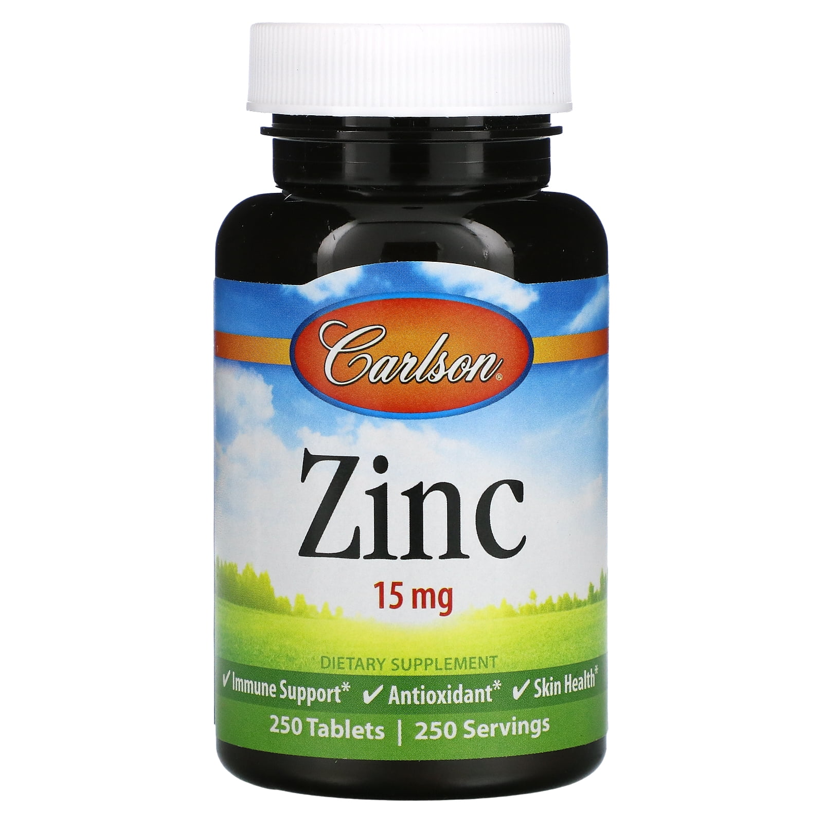 Zinc, 15 mg, 250 Tablets, Carlson