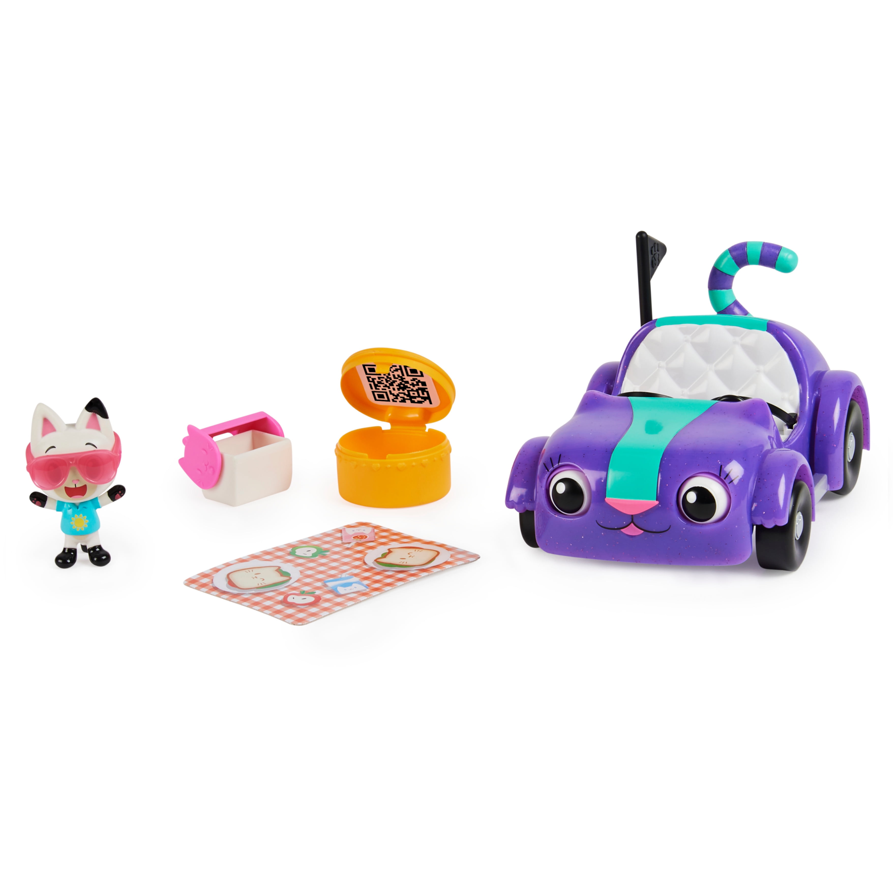 Gabby’s Dollhouse, Carlita Toy Car with Pandy Paws Collectible Figure and 2 Accessories, Kids Toys for Ages 3 and up