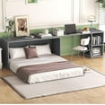 Queen Size Murphy Bed with Rotatable Desk, Queen Floor Bed Frame with