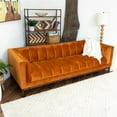 thumbnail image 3 of James Mid Century Modern Luxury Living Room Orange Velvet Couch, 3 of 6