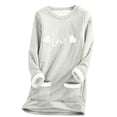 thumbnail image 1 of Funicet sous-Vêtements pour Femmes, sous-Vêtements Longs Femmes, Chandail en Molleton Épais en Polaire Manches Longues Imprimé Velours Chaud Col Rond sous-Vêtements Longs Femmes, Manches Longues Femmes, 1 of 4
