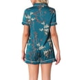 thumbnail image 3 of INSPIRAR CHIC Ropa de descanso para mujeres, pijama de verano con camisa de botones y pantalones cortos, conjunto S Azul Brillante, 3 of 6