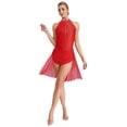 thumbnail image 1 of iefiel Robe de Danse Lyrique pour Femmes avec Strass Robe Asymétrique Jupe en Chiffon Fluide en Tulle Rouge P, 1 of 7