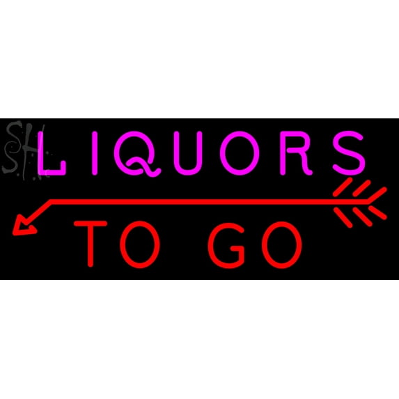 Liquors To Go LED Neon Sign 10 x 24 - inches, Clear Edge Cut Acrylic Backing, with Dimmer - Bright and Premium built indoor LED Neon Sign for Bar decor.
