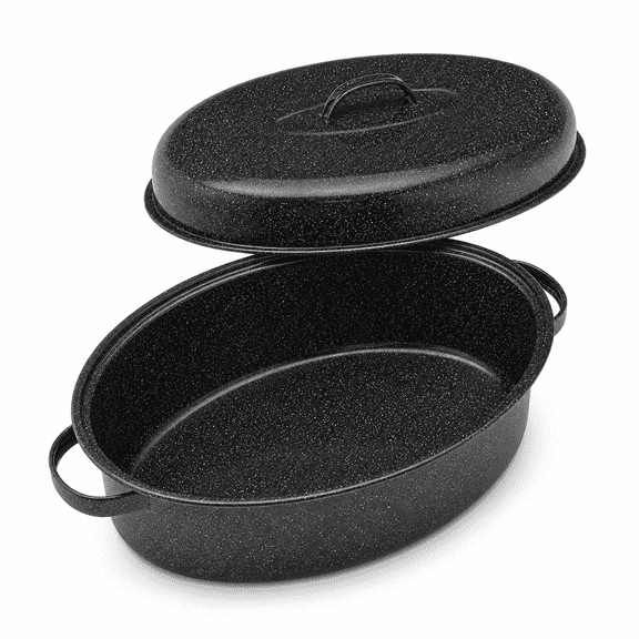 18 Inch Oval Enamel Carbon Steel Turkey Roasting Pan with Lid