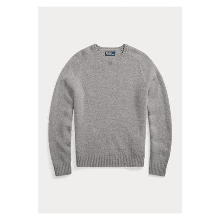 Polo Ralph Lauren Men's Elbow Patch Wool Crewneck Sweater, Gray Large