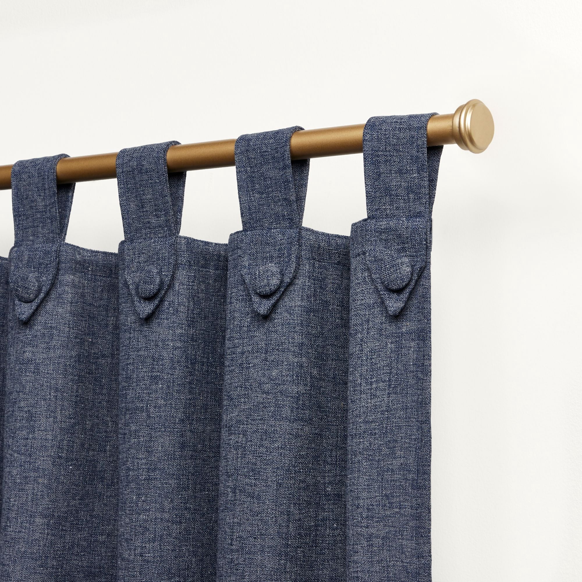 Nicole Miller New York Peterson Cotton Blend Tuxedo Tab Top Light Filtering Curtain Panels, 54"x 96", Indigo, Set of 2
