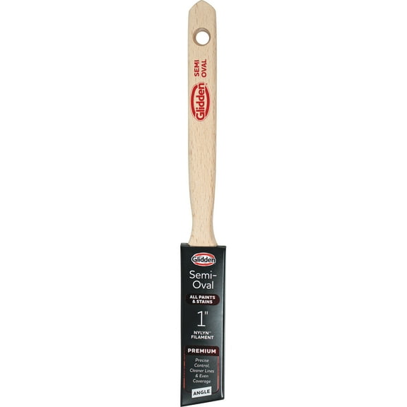 Glidden Semi-Oval Paintbrush with Wood Handle, Angled Sash, 1 Inch