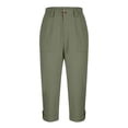 thumbnail image 4 of Womens Cargo Capris with Pockets Ladies Cropped Pants Dressy Lightweight, 4 of 6