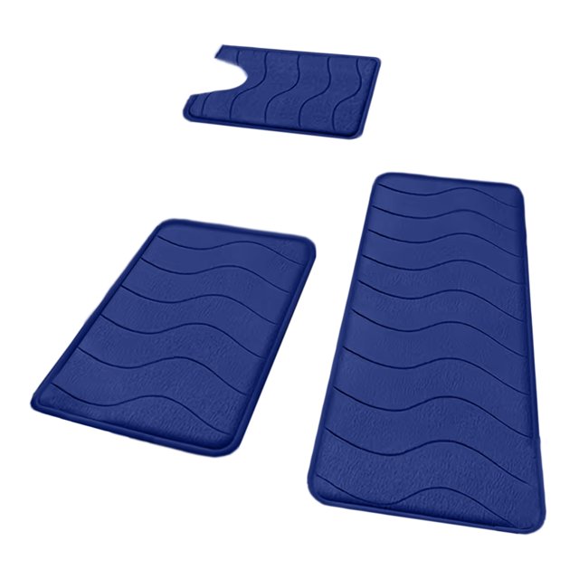 Alfombrillas de Baño para Baño 3 Piezas de Alfombra Absorbente Conjunto 25D Esponja Azul Terciopelo de Lana, Decoración Del Hogar Regalos Antideslizante Suave Cómodo Grueso Lavable Más Fácil de Secar