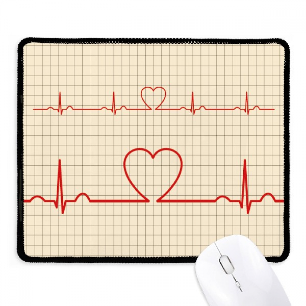 Electrocardiogram Heart Design Pattern Mousepad Stitched Edge Mat