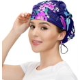 thumbnail image 3 of Working Cap with Button and Sweatband Adjustable Tie Back Bouffant Hats Printed Multi Color for Woman Man.Starry Sky Multi (3), 3 of 4