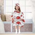 thumbnail image 7 of FORMRS Wearable Blanket Hoodie with Sleeves for Kids Cozy Flannel Sweatshirt, Red Santa Hats Pattern, 7 of 7