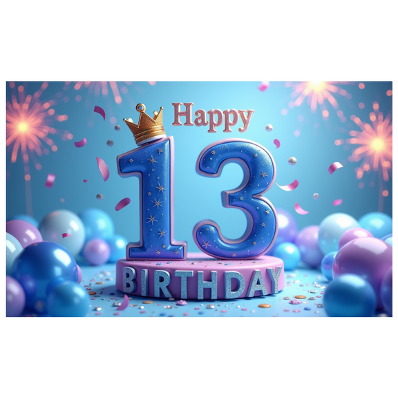 Colorful Design Happy 13 Birthday Banner Decorative Theme Decorative Design for Teen Party Birthday Celebration Indoor Use