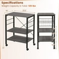 thumbnail image 3 of Barara King Baker's Rack, Microwave Stand,Bun Pan Sheet Rack, Kitchen Storage Shelf Rack,3-Tier Kitchen Baker's Rack Microwave Oven Storage Cart with Hooks-Charcoal Brown, 3 of 7