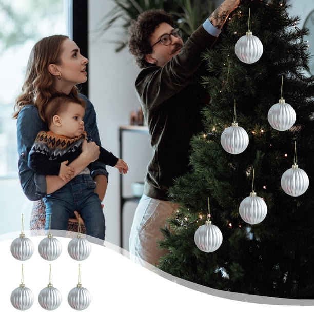 Adorno navideño colgante | Bola navideña roja y blanca | Adorno de plástico para árbol de Navidad para decoración navideña de interiores en el hogar