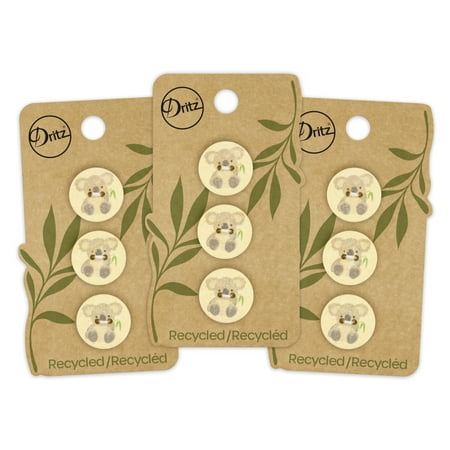 UPC: 0072879307603 | Dritz Recycled Cotton Koala Button 18mm Yellow 3 Pack (9 Count)