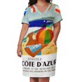 thumbnail image 3 of Póster de viaje francés de la visita a la Costa Azul de 1957. Vestido holgado con bolsillos. Vestido de noche para mujer. Vestido ajustado., 3 of 7