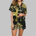 thumbnail image 2 of ZVNAΖH Pajamas for Women Set, Turndown Collar Short Sleeve Button Down Blouse and Shorts 2 Pieces, Christmas Sleepwear for Women, Gifts for Women, Homewear Sets for Women, 2 of 5