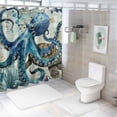 thumbnail image 7 of PRATYUS  Nautical Octopus Shower Curtain Ocean Sea Turtle Beach Coastal Blue Fish Seashell Jellyfish Theme Waterproof Fabric Shower Curtains for Bathroom Bath Curtain Decor 60x72, 7 of 7