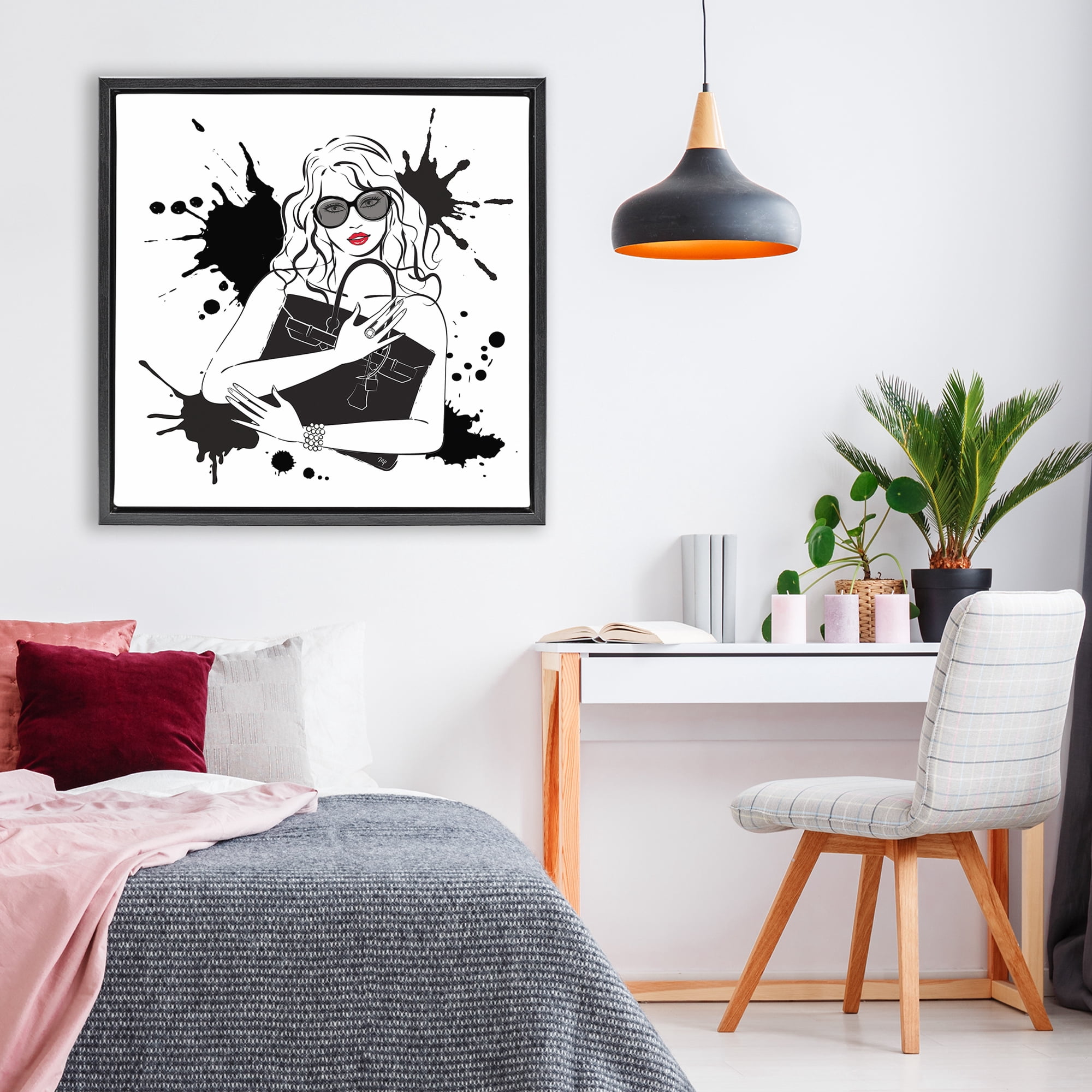 Stupell Industries Black Bag Elegance & Glamour Black Framed Floater Canvas Wall Art, design by Martina Pavlova